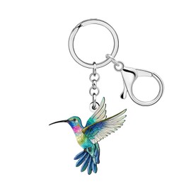 NEWEI Acrylic Cute Hummingbird Keychain Key Ring Bird Gifts for Women Car Keys Bag Wallet Backpack Bird Lovers Accessories (Navy)