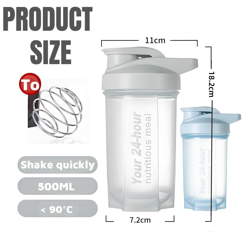 Tokaneit Pack of 2 Fitness Shaker, Protein Shaker Bottle, Shaker