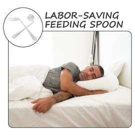 iplusmile Adaptive Curved Utensils, Assistive Eating Tools, Anti-Shake Angled Fork and Spoon for Children, Elderly, Handicap,Bedridden Patients, Right Hand Fork and Spoon Set-2 Pieces/Set