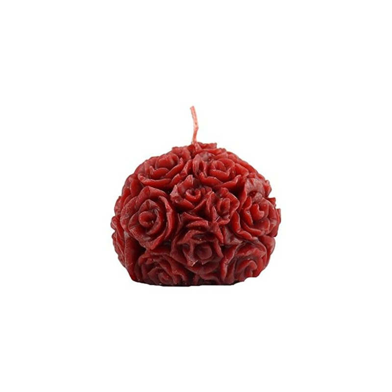 Candlestock Handmade Beeswax Rose Ball Unscented Candle (Red)