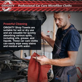Orighty Shop Towels, 100 Pack Shop Rags Reusable, Microfiber Cleaning Rags Bulk for Cars, Multi-Purpose Cleaning Cloths for Automotive, Mechanic, Kitchen, Lint Free Towels 11.5’’ x 11.5’’, Red