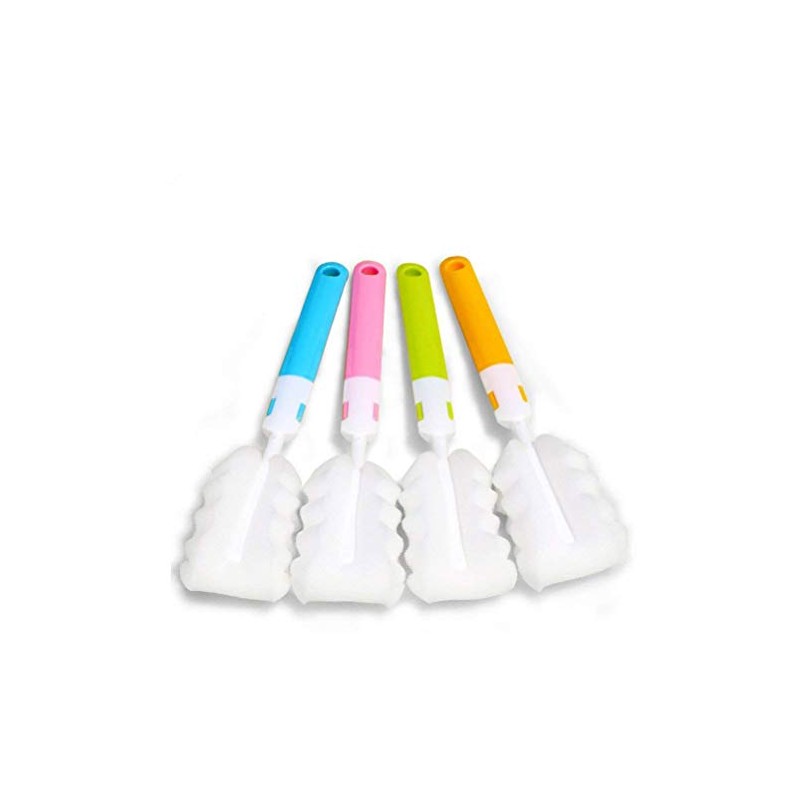 INVODA 4PCS Bottle Brush,Bottle Washer Set Long Sponge Bottle Cleaning