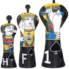Golf Club Head covers Wood Set 3 PACKS 1FH DR FW UT for Driver Fairway Hybrid with No.Tag Elastic Closure Black PU Leather