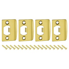 sourcing map 4Pcs Door Strike Plate, 57mm x 45mm Stainless Steel Latch Deadbolt Replacement Lock Strike Plate for Door Frame Door Jamb Reinforcement, Gold