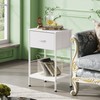 WLIVE Night Stand Set 2, White Nightstand with Fabric Storage