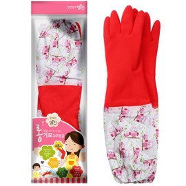 Fleece-lined, Long Cuff, Reusable Waterproof Household Dishwashing Non-Slip Cleaning Rubber Gloves (1)