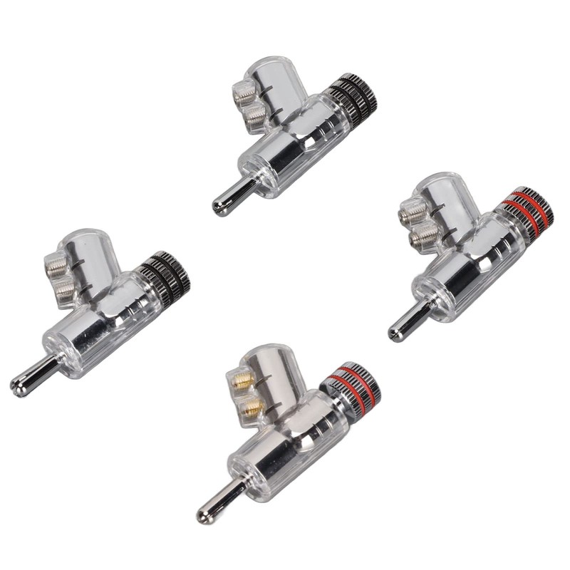 4pcs BA1403R Banana Plug,Locking Rhodium Plated Speaker Banana Connectors,Double Screw