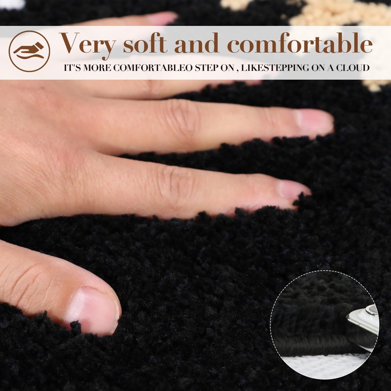 QIUKUN Boho Bathroom Rugs Coral Bath Mat Non Slip Western