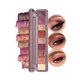 9 Colour Pink Brown Eyeshadow Palette, Matte Shimmering Glitter Eyeshadows Long Lasting Highly Pigmented Colourful Nude Shades Eye Shadow Pallets for Women, Gift for Women & Girls