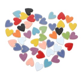 Ipetboom DIY Heart Shaped Ceramic Mosaic Tiles Mixed Colors for Crafting Home Decor Romantic Valentines Day Christmas Art Supplies Creative Mosaic Tiles for DIY Projects and