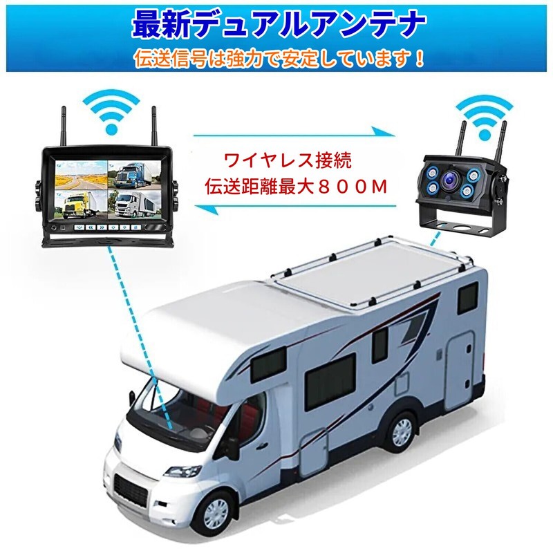 TK-SERVICE Wireless 7-inch Rear Camera Monitor Set, Dash Cam Function,