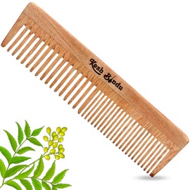 KESHBINDU 100% Handmade Organic Pure Anime Wooden Dual Tooth Hair Comb | Women & Men | Natural & Eco-Friendly | Anti-Static Natural Curly Hair Styling Comb