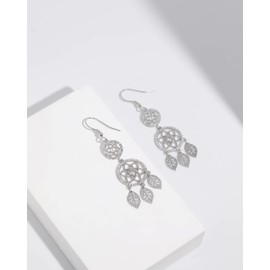 Meissa 925 Sterling Silber Traumfänger Baumeln und Tropfen Ohrringe für Frauen Rose Gold Ohrring Handmade Statement Ohrringe Geburtstagsgeschenke (Silber)