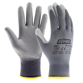 EXBRIECO Professional Work Gloves 3, 6 or 12 Pairs Protective Gloves, Polyester & Nitrile, Tactile Accuracy, Breathable, Elastic, Durable, for Construction, Mechanics, EPI