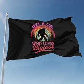 Just A Girl Who Loves Bigfoot Funny Sasquatch Flag 3x5 Ft Double-Sided Printed Indoor/Outdoor Flag For Outside Polyester Fabric Banner With 2 Brass Grommets 3x5 Foot