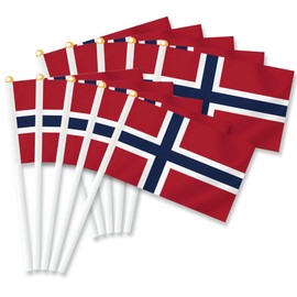 25PCS Norway Handheld Small Flag, Norwegian Hand held Mini Decor Decoration Banner