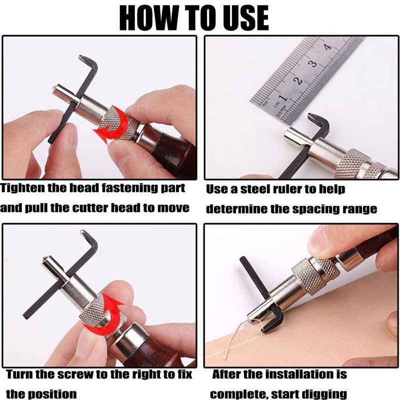 Utoolmart Groover Tool, 7 in 1 Adjustable Stitching Groover and