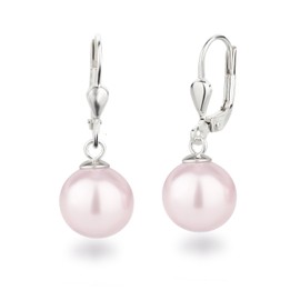 Schöner-SD Pearl Drop Earrings 925 Silver 10 mm, Silver, Light-pink