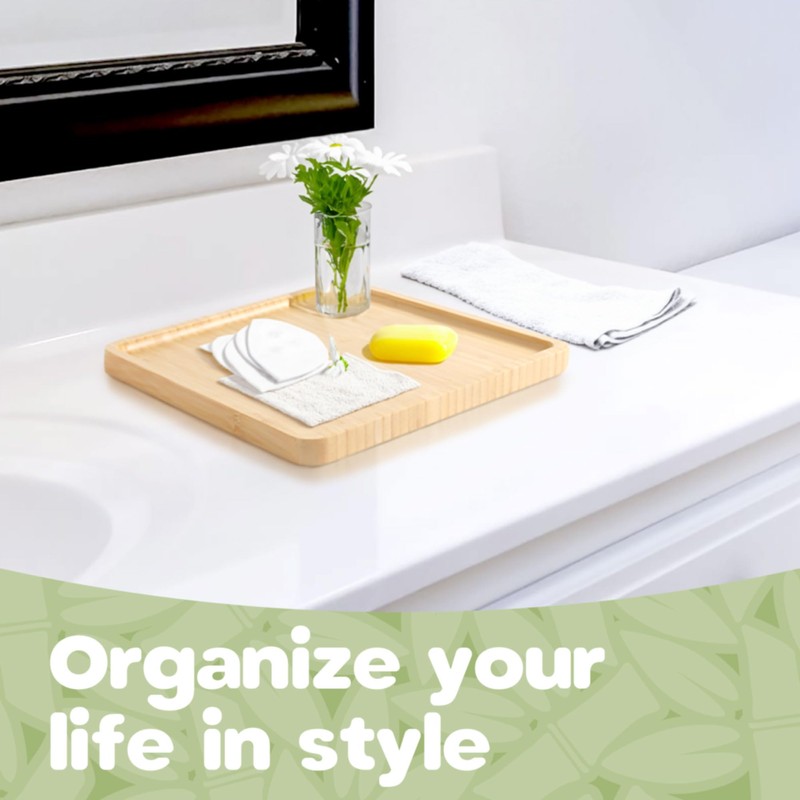 BambooMN Square Bamboo Serving Tray - 9x9 - Vertical Tray