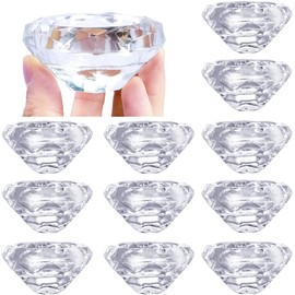 GOLDEAL 12 PCS Clear Glass Diamond Shaped Tealight Candle Holder,Votive Candle Holders Bulk Use for Wedding, Party,Dinner, Home Decor, for 1.5" Tealight (Diamond)