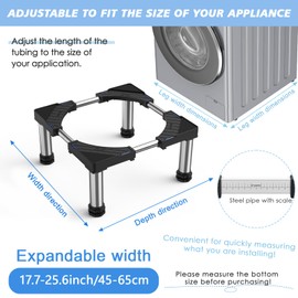 Mini Fridge Stand with 4 Strong Feet Washing Machine Stand Base Adjustable Universal Stand Base for Portable Refrigerator Dryer Stand Laundry Pedestal Appliance 7.9"-9.1" Height(Black)45-65 cm