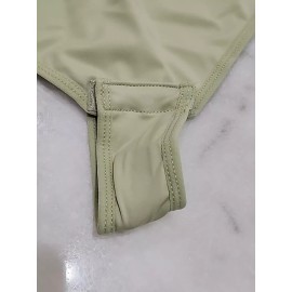 Popilush Sz L The Shapewear Women Bodysuit Square Neck Sage Green