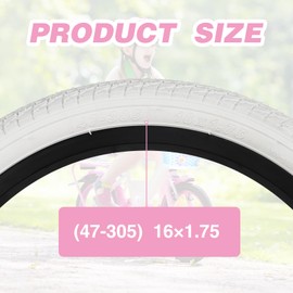 WEEROCK Two Pack 16 Inch White Bicycle Tire 16 * 1.75 with 2 Pack Inner Tubes,Bike Tyres for 16 Inch Bicycle, Kid Bike, Child Bicycle, Girl Bicycle, Tricycle.