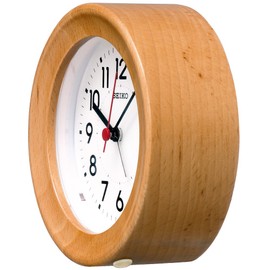 Seiko Clock, Table Clock, Alarm Clock, Analog Wood Frame, Natural Painted Wood, Body Size: 4.3 x 4.3 x 1.9 inches (11 x 11 x 4.8 cm) KR899A