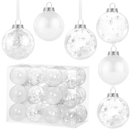 Kesote Christmas Baubles, White, 24 x Christmas Tree Baubles, Christmas Decoration for Christmas Party
