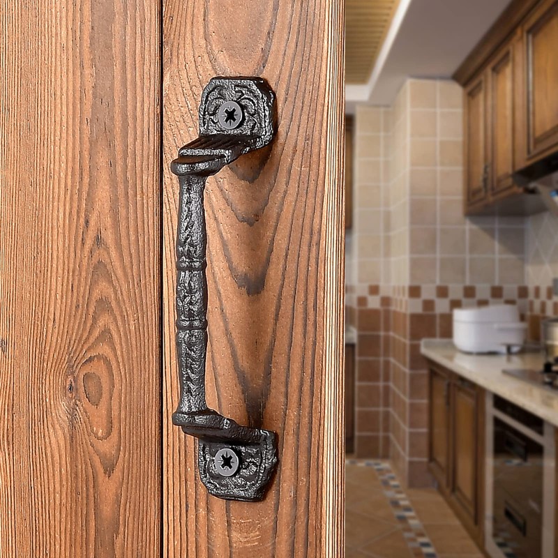 2 Packs 5.51" Dark Brown Barn Door Handles, Cast Iron