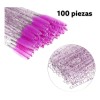 100 Cepillos Para Pestañas Extensión Brillante Glitter Mink