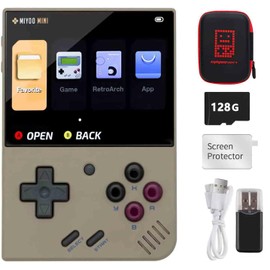 Miyoo Mini Plus Handheld Game Console, 128G TF Card with 12000 Classic Games,Arcade Game Console with 3.5-in Screen, Support WiFi Hotspot Mode Matchmaking (Gray, 128g)