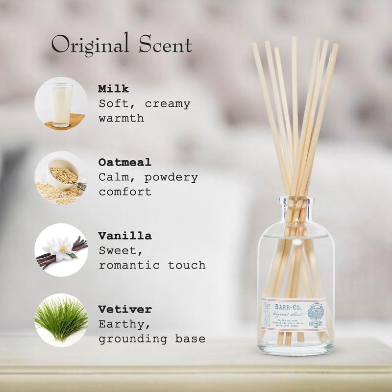 Barr-Co. Original Scent Reed Diffuser Kit, Tranquil Milky Scent with
