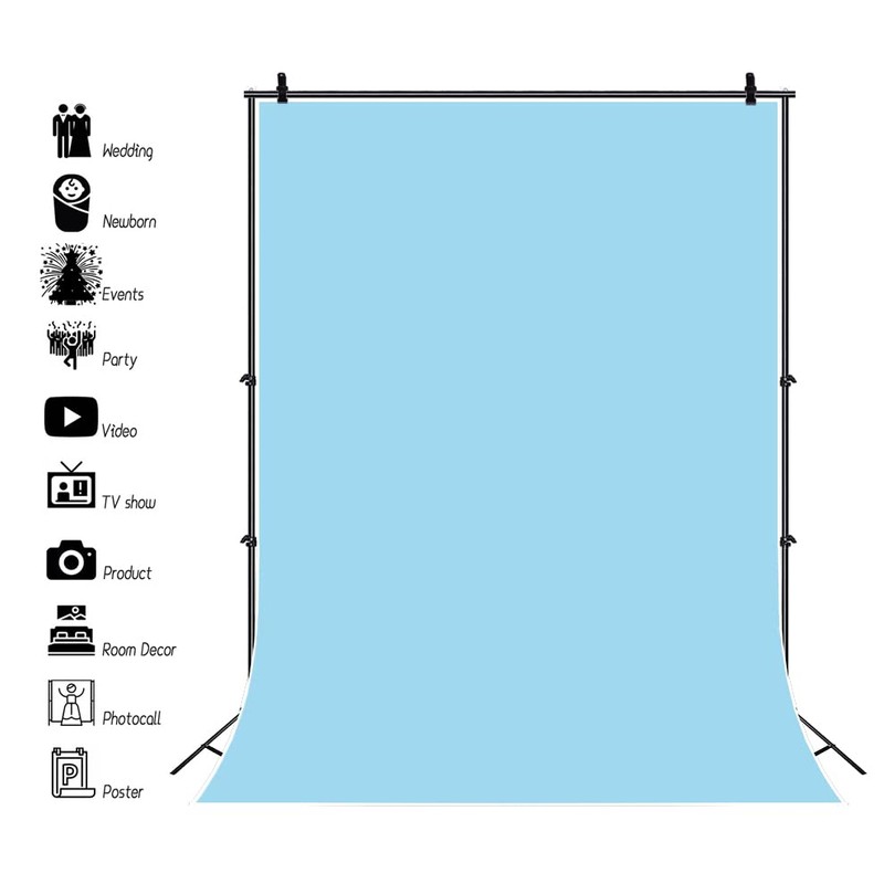 Qinunipoto Background Cloth, Solid, Sky Blue, Pure Color, Background, Background