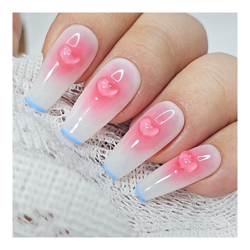 Random Design Handmade Nail Tips - Long Coffin / 랜덤