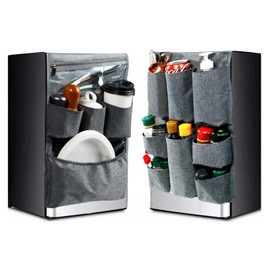 FRECOLSH Over The Fridge Organizer Storage - Upgraded Mini Fridge Caddy Organizer - College Dorm Room Essentials for College Students Boys, Girls - 12 Pockets Flatware Organizers and Storage