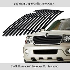APS Compatible with Lincoln Navigator 2003-2006 Main Upper Stainless Steel Black 8x6 Horizontal Billet Front Grill Grille Insert L66544J