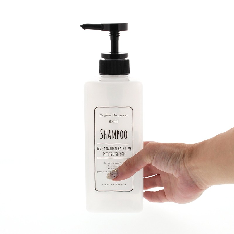 Dispenser Pump Bottle, Square, Set of 2, White, 20.3 fl