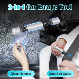 Fentar Car Window Breaker, Compact Seat Belt Cutter and Window Breaker, Upgraded Car Safety Hammer, Car Escape Tool Glass Breaker, Seatbelt Cutter, Car Essentials Glass Hammer Window Breaker (Silvery)