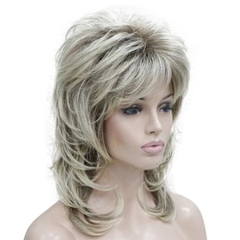 Lydell Long Wavy Wig Shaggy Layered Classic Wigs with Bangs for Women Blonde