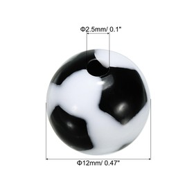 PATIKIL 12mm Sports Ball Beads, 50 Pcs Acrylic Football Beads Bulk Round Sports Spacer Beads for DIY Crafts Bracelet Necklace Making, Black White