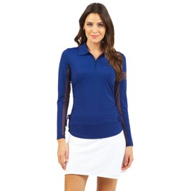 IBKUL Sun Protective UPF 50+ Icefil Cooling Tech Adjustable Length Long Sleeve Polo 48000 Butter Solid S