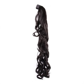 Stasia Street 20-Inch Semi Curl Clip-In Pony Tail Korean Synthetic Breatheable Hair Extensions for Women Natural Look Instant Volume & Length – Dark Brown