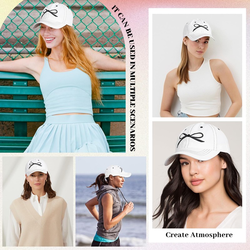 Coubeau Women's Baseball Cap with Bow Adjustable Sports Cap Casual