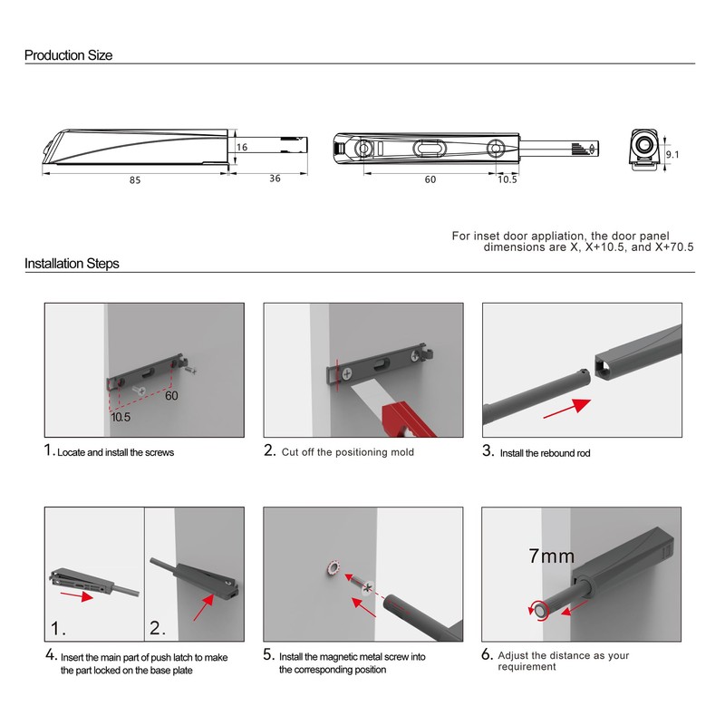 LOOTICH Push to Open Rebound Door Catches for Kitchen Cabinet