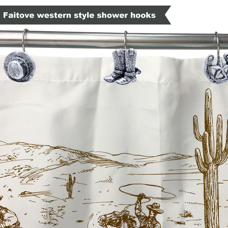 Western Shower Curtain Hooks Rustic Farmhouse Shower Curtain Rings for