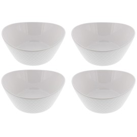 Over and Back 4-Piece ‘What a Dish’ Porcelain Serving Bowls Set w/ Diamond Pattern Design – Microwave, Dishwasher & Oven Safe – Decorative Pieces Great for Appetizers, Sides or Dinner Portions, White