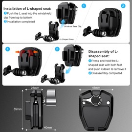 Motorcycle GoPro Mount, Motorcycle Windscreen Clip Mount, Quick Release Clip Mount, Aluminium Alloy Motorcycle Windshield Camera Clip for GoPro Hero 12/11/10/9