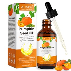 Cacukn Pumpkin Seed Oil, Pumpkin Seed Essential Oil for Hair Growth & Dry Damaged Hair, Strengthen Hair Thickness, Nourish Hair scalp, Moisturizer Serum for Skin, Face & Body, 2.02 Fl Oz