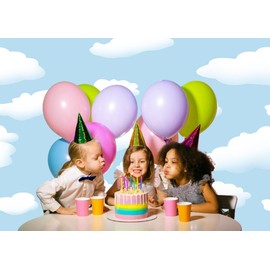 LYRYGS 7X5ft Blue Sky White Cloud Backdrop Birthday Party Photography Background Aviator Newborn Baby Shower Children Kids Birthday Party Decoration Portrait Photo Studio Shoot cp-514